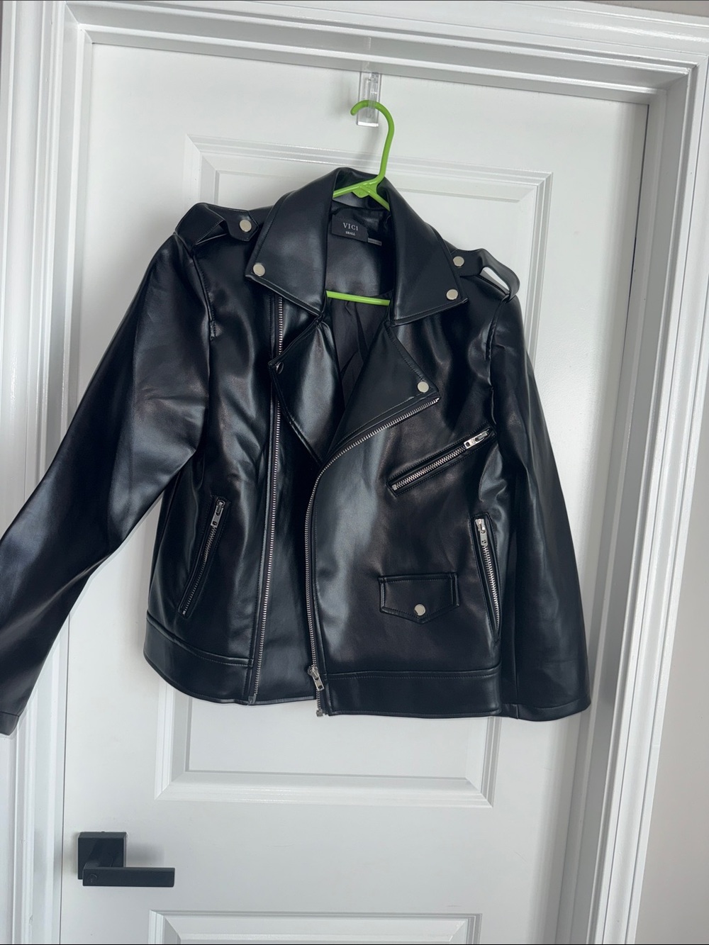 Vici Black Faux Leather Moto Jacket with Silver Hardware